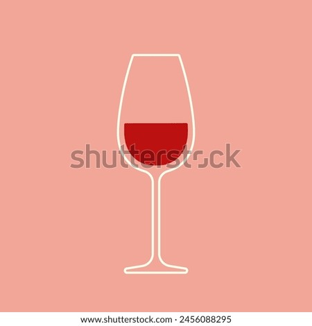 Glass of red wine. Vector logotype. White line icon with red shape. Best for logo, posters, print, menu concept and branding design.