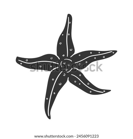 Starfish Icon Silhouette Illustration. Beach Vector Graphic Pictogram Symbol Clip Art. Doodle Sketch Black Sign.