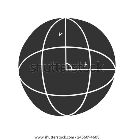 Geometry Icon Silhouette Illustration. Sphere Vector Graphic Pictogram Symbol Clip Art. Doodle Sketch Black Sign.