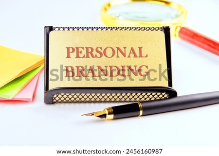 Business concept. Personal Branding text on the golden card