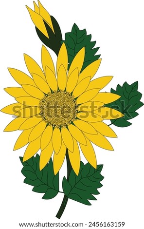 Sunflower clip art sunflower with green leaf