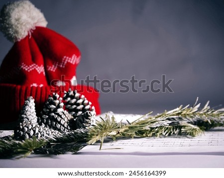 Christmas carol music sheet festive background medium shot selective focus