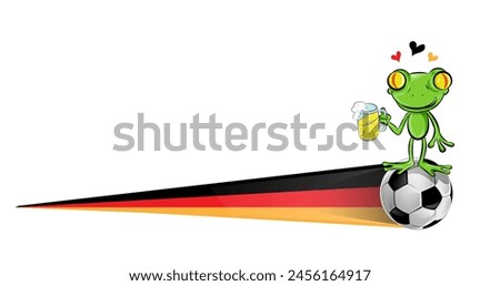 happy frog cartoon with glass of beer on german flag. vector illustration