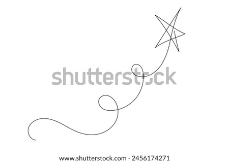 Line Art Star. Christmas Talisman Symbol Outline Illustration. Black  Continuous Modern Line Drawing Icon Isolated 