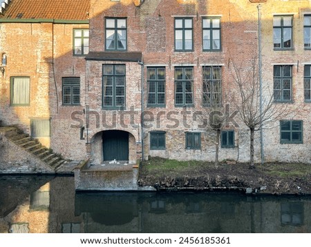 Belgium historic building view famous place to tourism, Bruges, Belgium historic canals at daytime. 