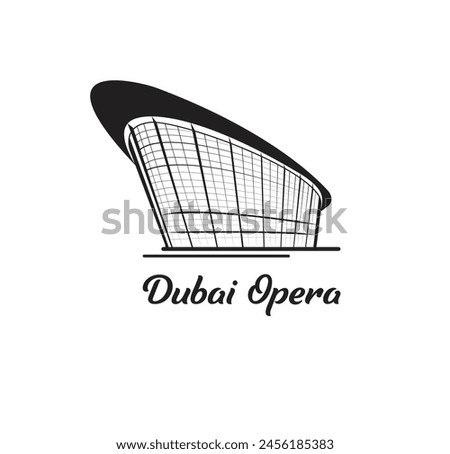 Dubai Opera is a performing arts centre located in Downtown Dubai in UAE. logo, t shirt, banner, card