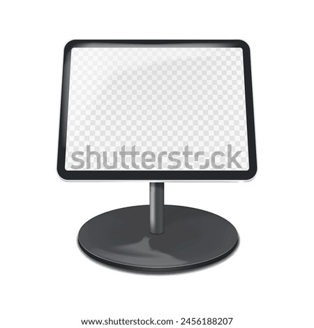 Countertop tablet holder podium stand with transparent screen vector mockup. Table digital display mock-up. Template for design Royalty-Free Stock Photo #2456188207