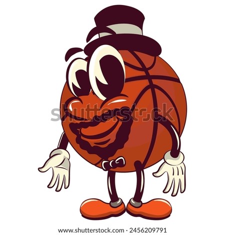 Basketball cartoon mascot wearing a hat and beard, illustration character vector clip art work of hand drawn