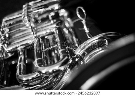 Tuba Noir: Abstract black and white photograph of a tuba.