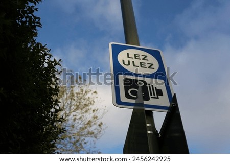ULEZ, Low Emission Zone sign in Bromley, Greater London