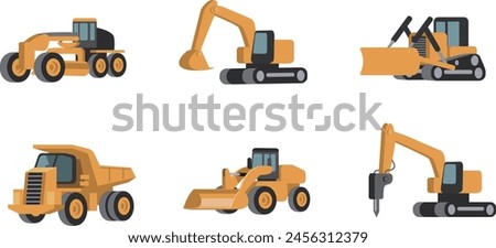 A set illustration of heavy construction equipment.
(Not AI generated).