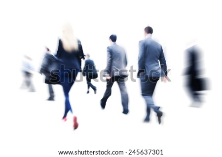 Business People Commuter Walking Rush Hour Corporate Concept