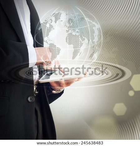  young businessman using digital tablet