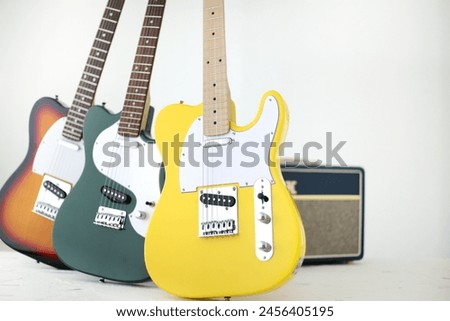 Group photo of electric guitars
