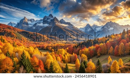 Panorama mountain autumn landscape background
