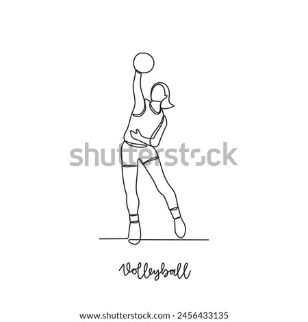 One continuous line drawing of Volleyball sports vector illustration. Volleyball sports design in simple linear continuous style vector concept. Sports themes design for your asset design vector.