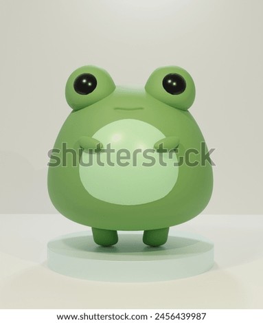cute green frog in 3d cartoon
