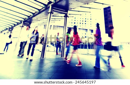 Hong Kong People Commuters City Walking Pedestrian Concept