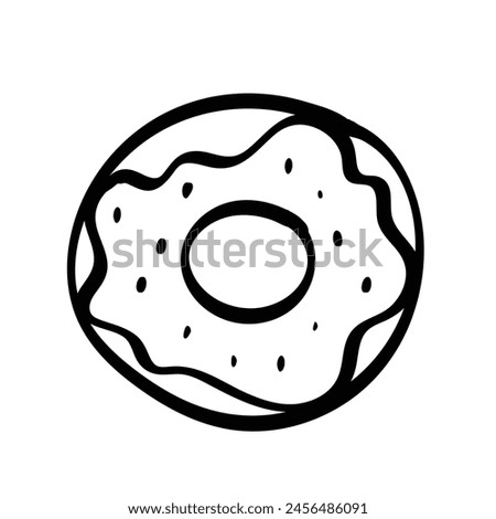 Hand drawn donut doodle on white background