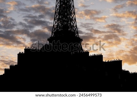 Silhouette of the Eiffel Tower against the Paris skyline
