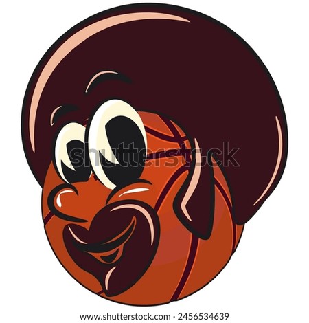 Basketball black man with beard cartoon mascot, illustration character vector clip art work of hand drawn