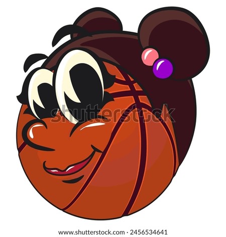 Basketball girl cartoon mascot with frizzy hair, illustration character vector clip art work of hand drawn