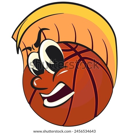 Basketball boy cartoon mascot with blonde hair, illustration character vector clip art work of hand drawn