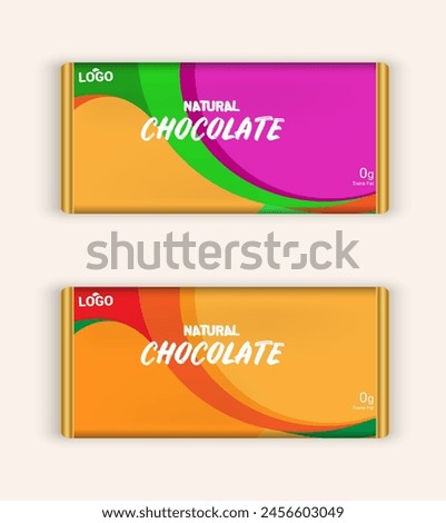 Chocolate bar packaging set. Trendy luxury product branding template with label pattern for packaging. Vector eps design.