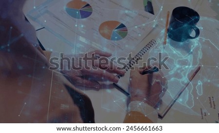 Multi exposure of abstract creative coding sketch and hands typing on computer keyboard on background, artificial intelligence and neural networks concept