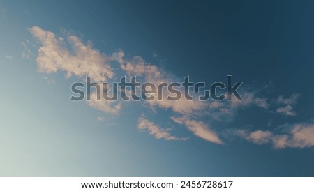 Blue Morning Sky With Pink Clouds. Dramatic Sunrise. Meteorology Heaven. Royalty-Free Stock Photo #2456728617