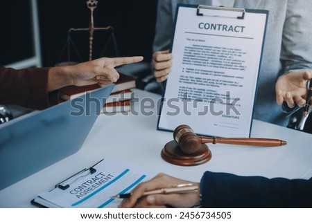 Businessman and lawyer discuss the contract document. Treaty of the law. Sign a contract business.
