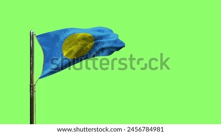 waving flag of Palau for state holiday on chroma key screen, isolated - object 3D rendering