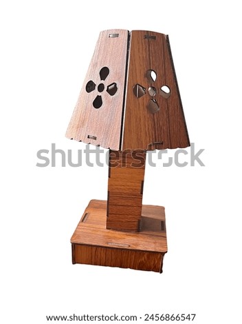 Wooden lamp with white backgroud. Royalty-Free Stock Photo #2456866547