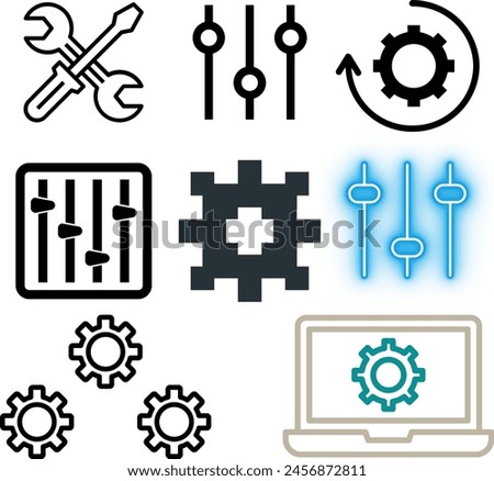 Setting icon, 
Tools, cog, gear sign isolated on white background