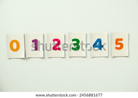 Set of colorful numbers from 0 to 5 for learning