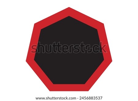 Black Heptagon with red border. Editable Clip Art. 