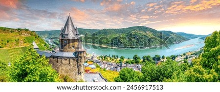 View over Bacharach and Castle Stahleck, Germany 