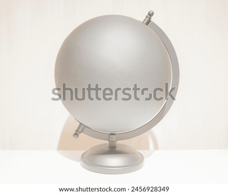 Empty space on a simulated globe globe on white background