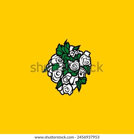 bouquet of fresh white roses top view vector illustration