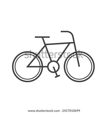 Linear icon of a bicycle, an eco-friendly mode of transport that produces no emissions. Simple black-and-white vector illustration in line art style.