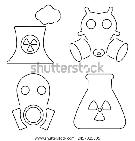 radiation group of black icons on a white background. Vector illustration.