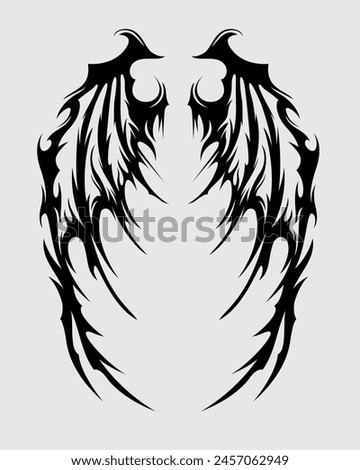 Tribal wings illustration vector template clip art tattoo ink, t shirt design clothing sticker print art editable