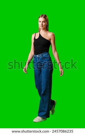 Blonde Woman in Black Tank Top Posing for Picture