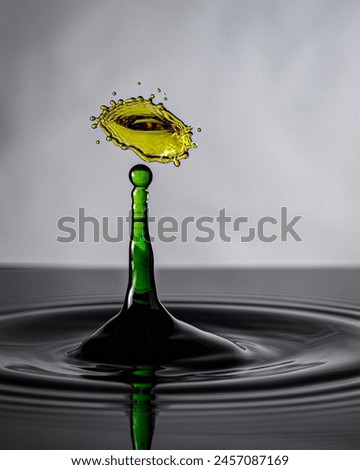 Yellow and Green Nebula water drop macro