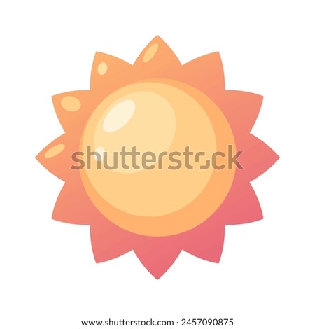 Glossy sun icon isolated on white background. Hot yellow sun symbol in minimalistic cartoon style.. Vector illustration.