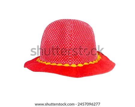 red children's bucket hat Isolated on a white background