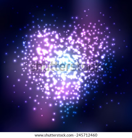 Heart with stars on colorful background