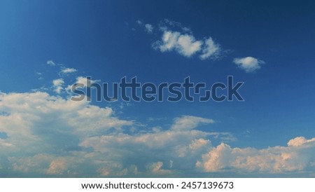 Clear Blue Sky With Peaceful Pink Clouds And Blue Sky. Natural Abstraction. Hope And Peace. Dreamy Sky.