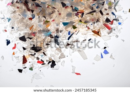 Shredded recycled plastic in various colors for recycling