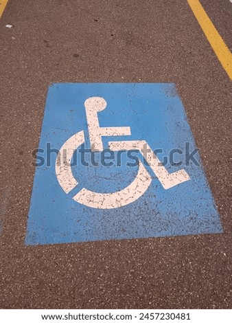 Disabled people car parking space,car parking sign on the ground. 